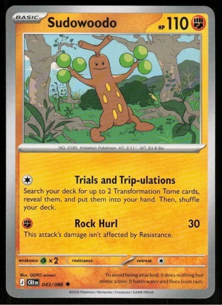 Pokemon TCG Sudowoodo 043/086 Chaos Rising 