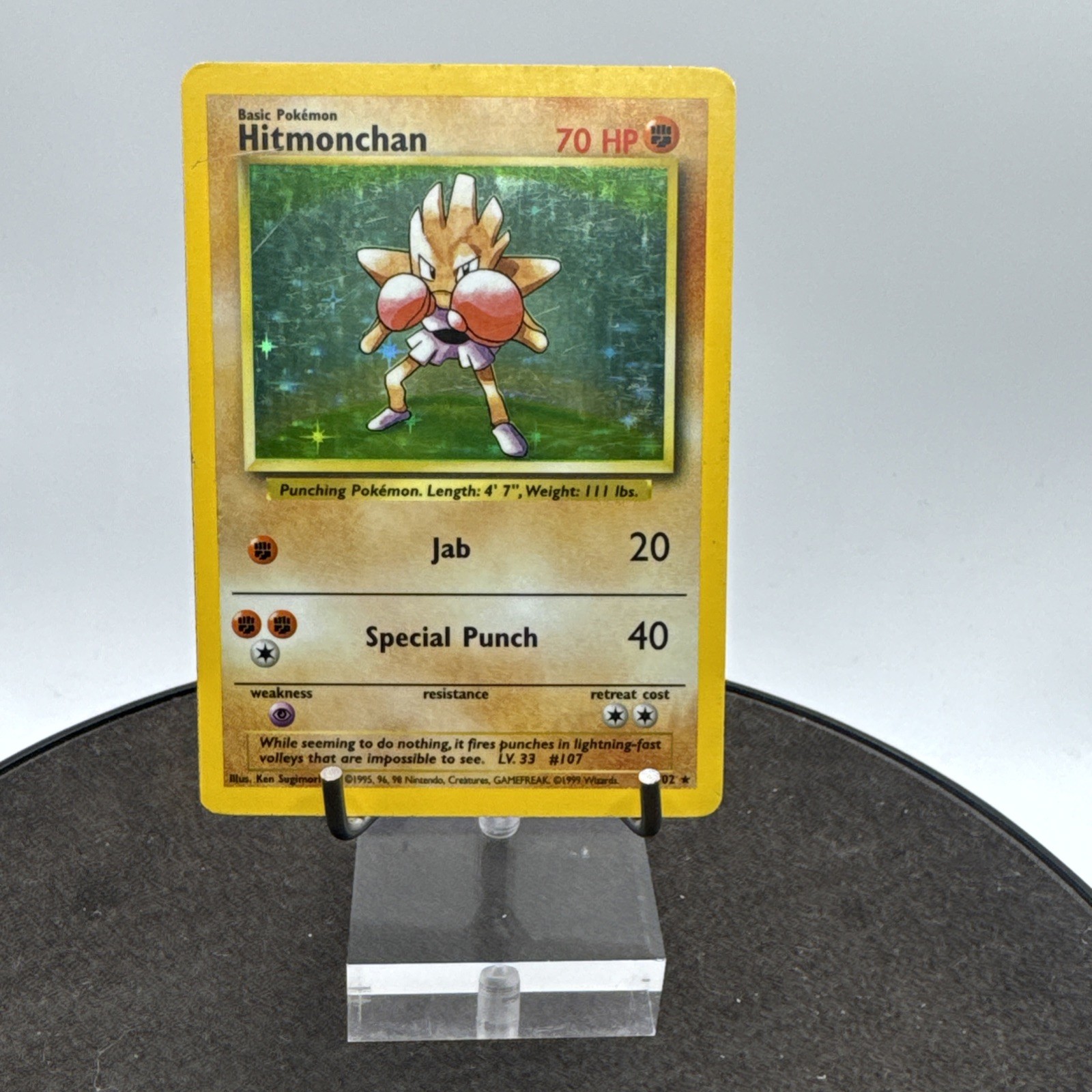 Pokémon Hitmonchan Holo Rare Base Set 7/102 Wizards of the Coast 1999 English