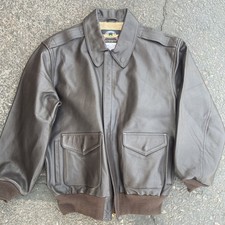 Vtg Cooper Type A-2 USAF Goatskin Leather Flight Jacket Brown Large Made In USA