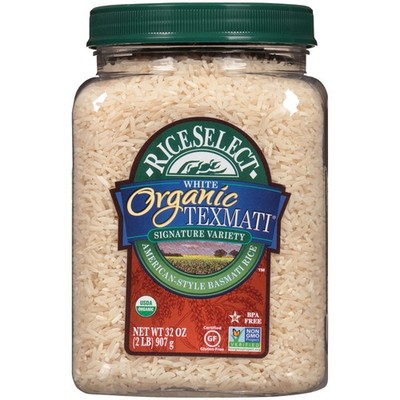 RiceSelect Organic Texmati White Basmati Rice, Premium 2 Pound (Pack of 1)