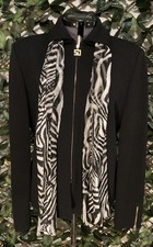 ST JOHN COLLECTION BY MARIE GRAY BLACK ZIP UP JACKET TOP W/ SJ ZIPPER  SCARF