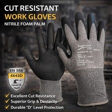 EN388 4X43D Cut Level D Nitrile Foam Coated Palm Work Gloves Safety Grip