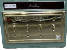 Allen + Roth Quad Toggle Light Switch Cover Polished Brass Finish #0156261 {27}.
