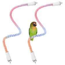 2-Pack Rope Perches for Bird Cages, 23.6 in Length Rope Pink Blue 