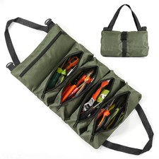 Tool Roll Organizer Canvas Bag Large Tool Pouch Green Roll Up Wrench Holder