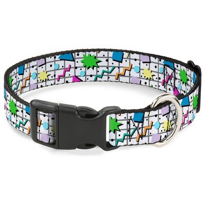 Plastic Clip Collar 90s Nineties Grid Pattern Vibrant Gray/Multi Col (US IMPORT)