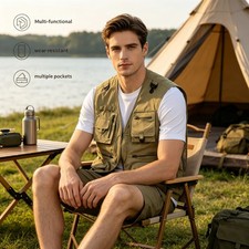 Zipper Pockets Mesh Breathable Fishing Vest Summer Work Travel Wear