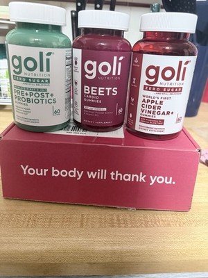 3pack- Goli Nutrition Probiotics Beets Apple Cider Vinegar Gummies CoQ10 B12