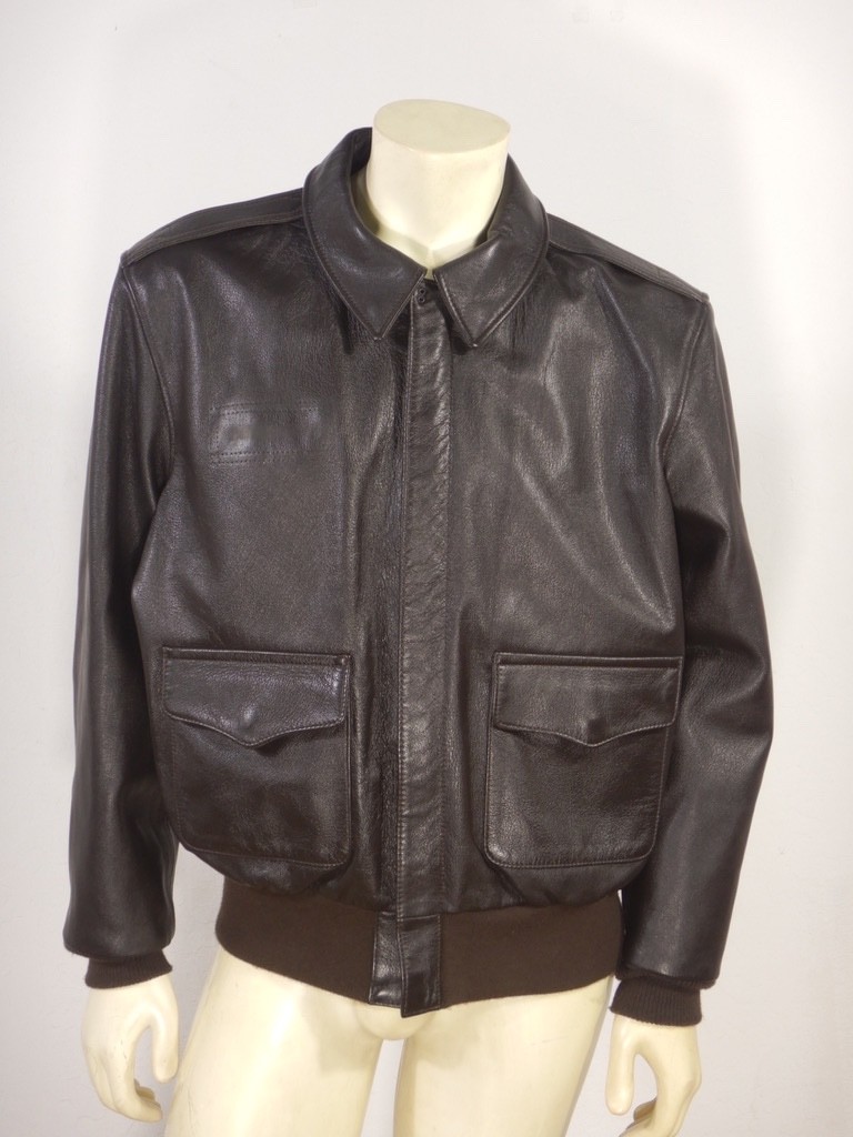 GIBSON & BARNES A-2 Brown Goatskin Leather Flight Jacket Size 44 R