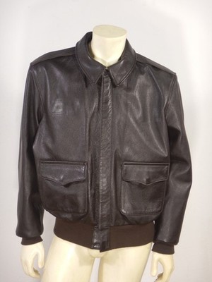 GIBSON & BARNES A-2 Brown Goatskin Leather Flight Jacket Size 44 R