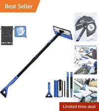 Versatile 47.7″ Telescoping Snow Brush & Ice Scraper for Effortless Snow Removal