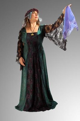 Medieval Green Lace Gown handfasting wicca renaissance witch