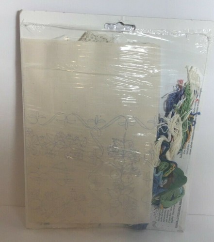 Janlynn Candlewicking Embroidery Pillow Kit SHADES OF BLUE Flowers 14" OPEN - Picture 3 of 3