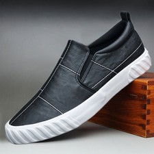 Men Shoes Leather Casual Leisure Loafers Slip On Flat Shoes Fashion New