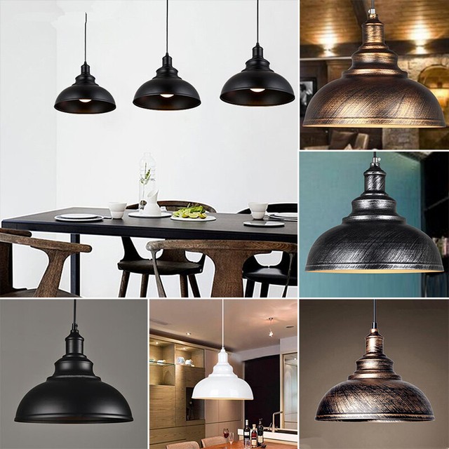 Vintage E27 Industrial Rustic Pendant Lamp Shade Loft Home Hanging