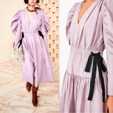 Ulla Johnson 2022 Althea Tanzanite Lavender Puff Sleeve Tied Waist Dress