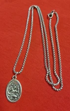  St Saint Christopher Medal Pendant Necklace Stainless Steel from ITALY 
