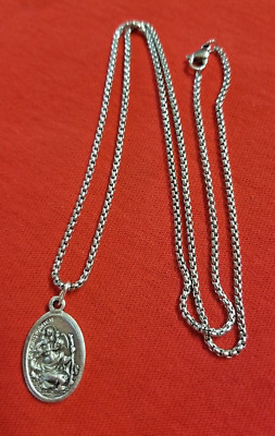 St Saint Christopher Medal Pendant Necklace Stainless Steel from ITALY ...