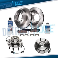 Front Disc Rotors Brake Pads Wheel Bearing Hubs for Silverado Sierra Hummer H2