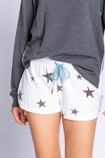 PJ SALVAGE Womens Ivory Off White All Over Stars Lounge Pajama Shorts Large