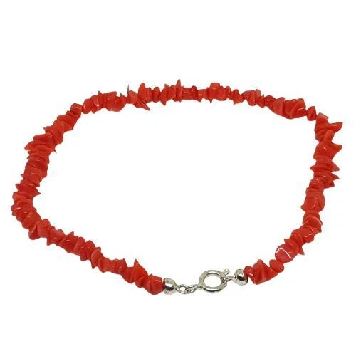 Coralli di Sardegna Bracciale Corallo Rosso Sardegna chips 3/4 mm argentato