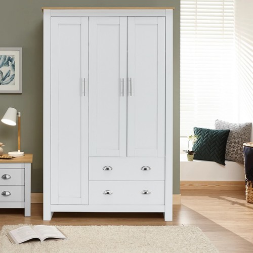 3 Door 2 Drawers Wardrobe With Shelves Storage & Hanging Rail Bedroom Furniture - Picture 5 of 40