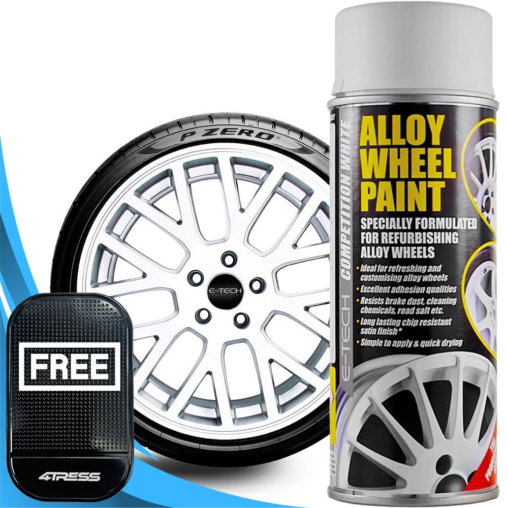 Car Alloy Wheel Spray Paint E-TECH Competition White Refurbish 400ml Cans. +M