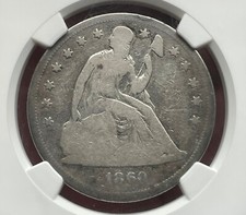 1860 O Seated Liberty Silver Dollar- New Orleans, Abt Good Detail, NGC Certified