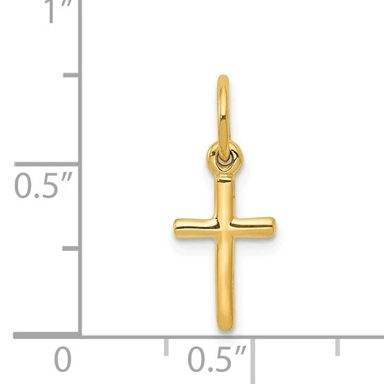 10K Solid Gold Cross Pendant, 18mm/0.7" XSmall 10K Solid Gold Cross Charm- K2280 - Image 2 of 4