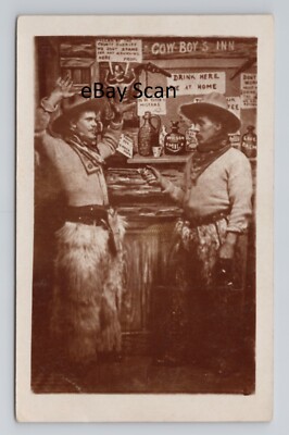 COWBOY RPPC Studio Old West Saloon Old Photo Postcard 30C