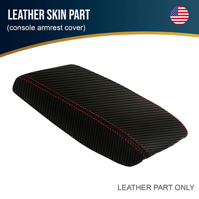 Fits 00-05 Mitsubishi Eclipse Carbon Console Armrest Lid Cover Red Stitch 