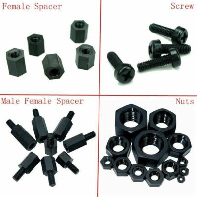 100x M2 M3 M4 Nylon Hex Abstandshalter Distanzbolzen Sechskant Schraube Muttern