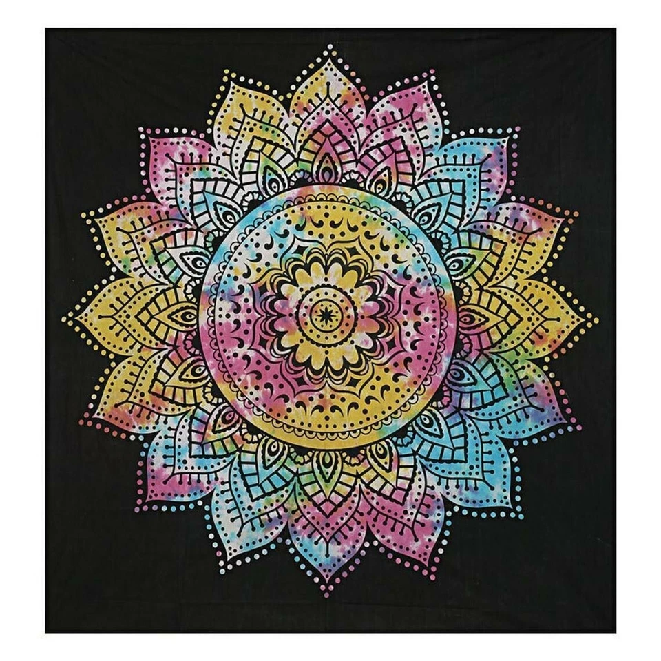 Star Ombre Mandala Hippie Cotton Boho Window Door Curtains Balcony Wall Hanging - Image 2 of 4