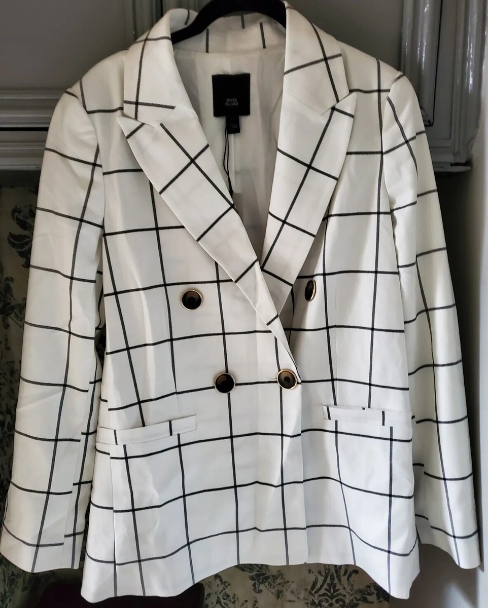 River Island Womens Check Blazer Size 12 Brand New UK - Main Image