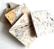 Ivory Rustic Scabos 4x4 Brushed Travertine Floor and Wall Backsplash Tile 1 PC