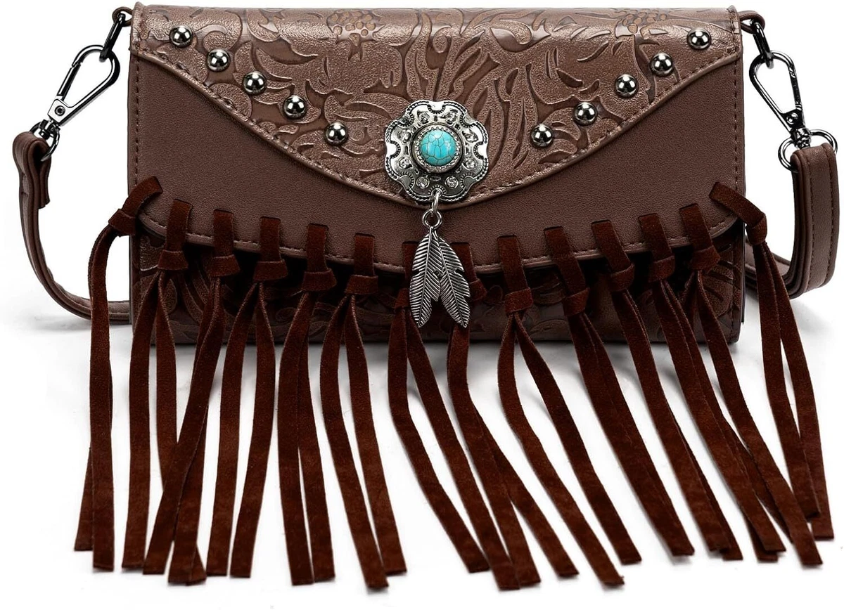 LAVAWA Western Purse for Women Fringe Purses Ladies Clutch Wristlet Wallet Small