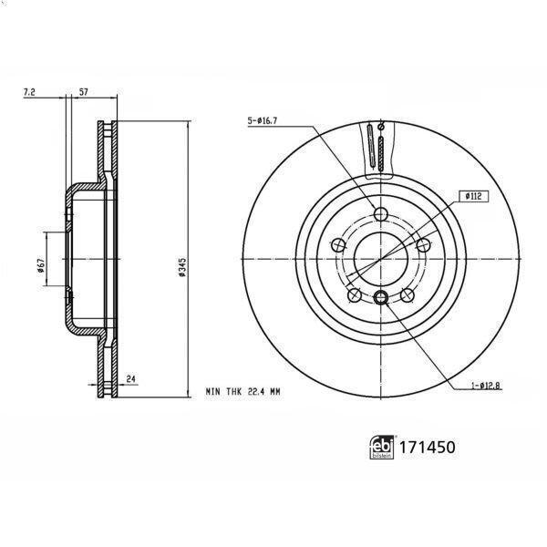 Disco freno FEBI 171450 per BMW 5 (G30, F90) 1.6 2017-2023