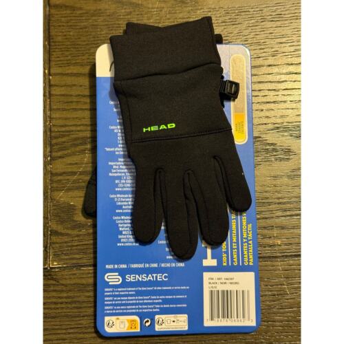 HEAD Kids Touchscreen Gloves Black & Green high silicone palm sz LG 10-14 - Picture 2 of 3