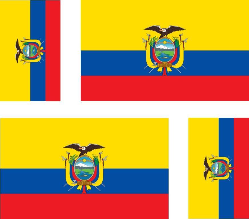 4 X Autoadesivo Automobile Motocicletta Bandiera Ecuador Equatore