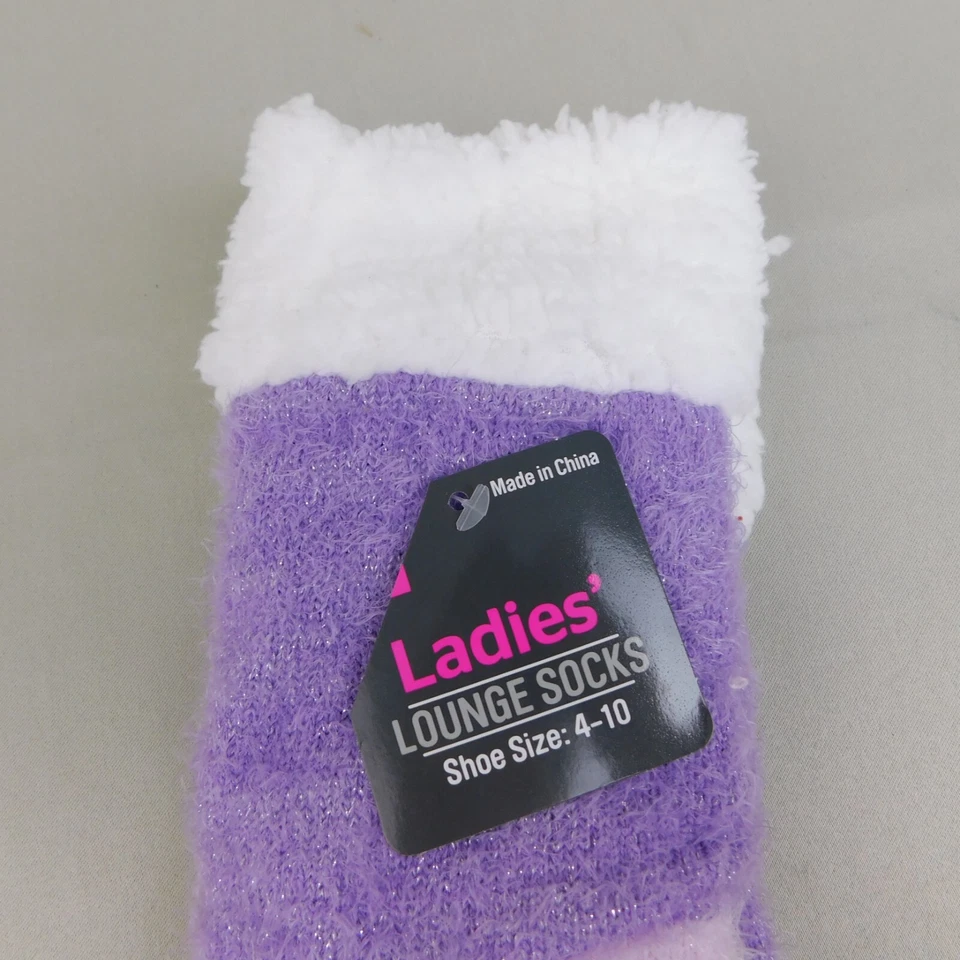 Calcetines deportivos Sherpa forrados de lana antideslizantes hasta la pantorrilla bloque de color púrpura #7367 Foto 4 de 4