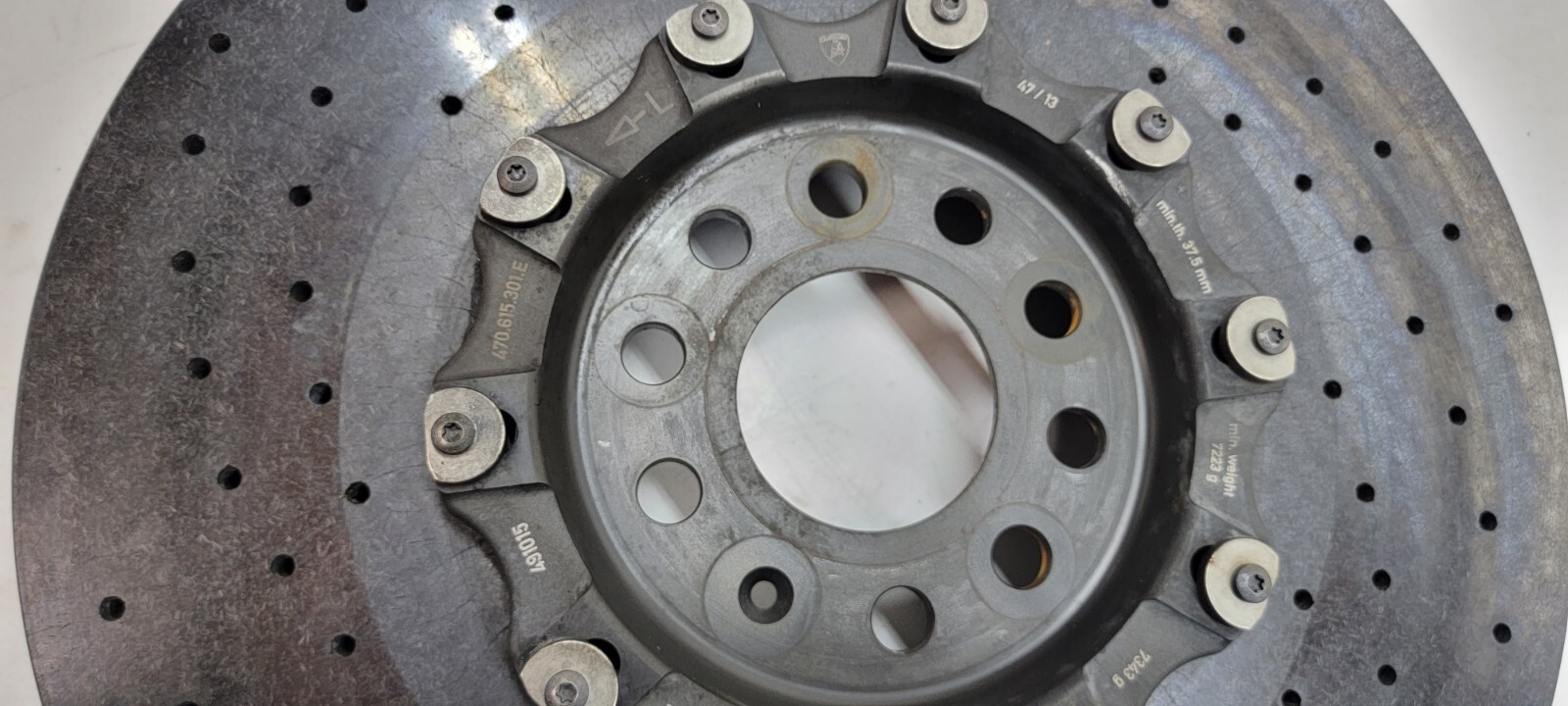 LAMBORGHINI AVENTADOR FRONT LEFT CARBON CERAMIC BRAKE DISC OEM 470615301E
