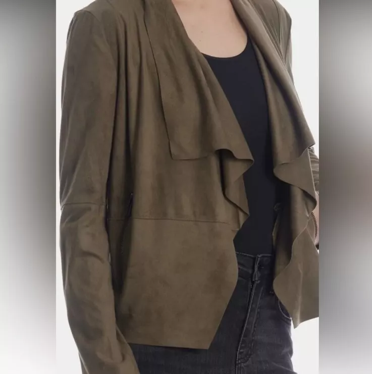 Drape front suede jacket sale
