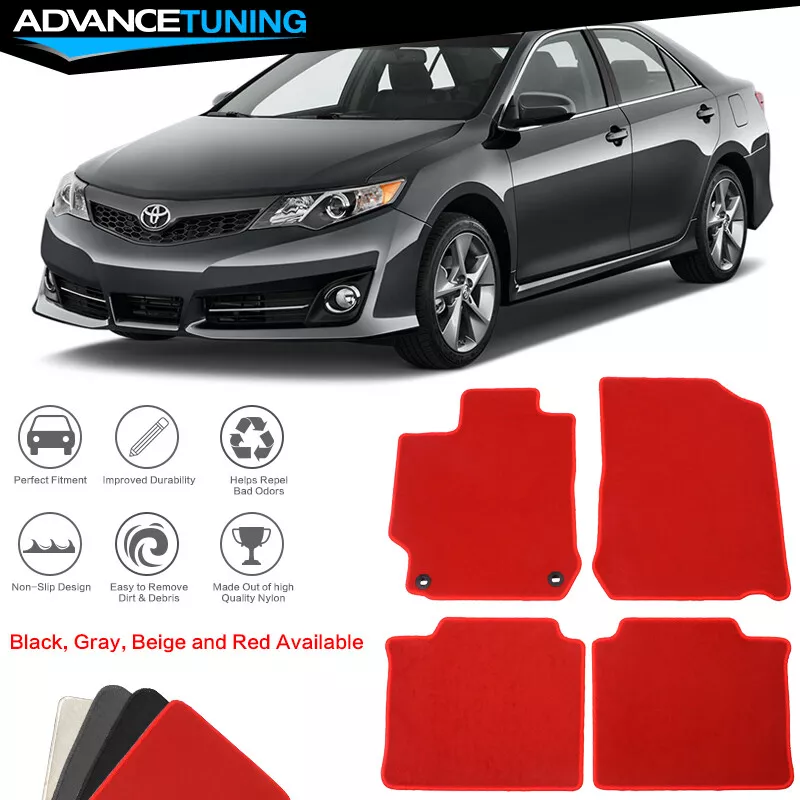 Fits 12 17 Toyota Camry Auto Floor Mats Liner Front Rear Nylon Red