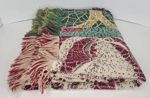 Stained Glass Knit Woven Throw Blanket Tapestry Christmas Tree 55"×44"