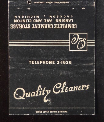 1940s? Quality Cleaners Complete Garment Storage Lansing Ave. Clinton Jackson MI