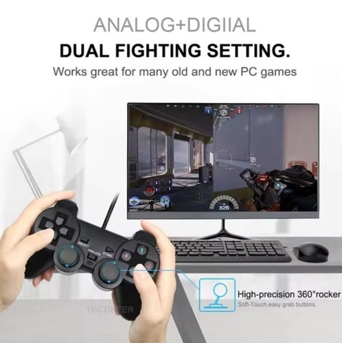 Manette de Jeux Filaire USB pour PC Noir - Photo 2/4