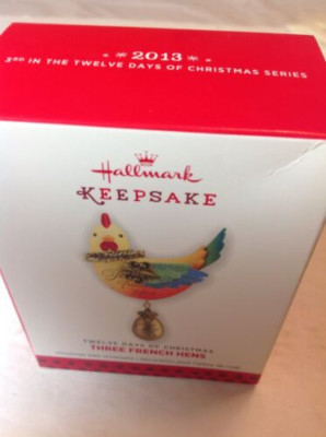 Three French Hens 2013 Hallmark Ornament Twelve Days of Christmas #3 Golden Egg