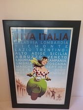 Vtg Style Viva Italia Vespa Travel Poster Framed Holt Renfrew 2002 Promo Event