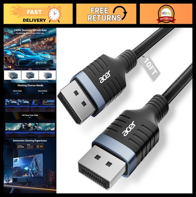 8K DisplayPort Cable 10FT, DP 1.4 High Speed 32.4Gbps for Gaming Monitor, PC, HD