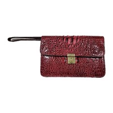 Vintage 90s Daniel Hugo Faux Leather, Embossed Crocodile Texture Envelope Clutch